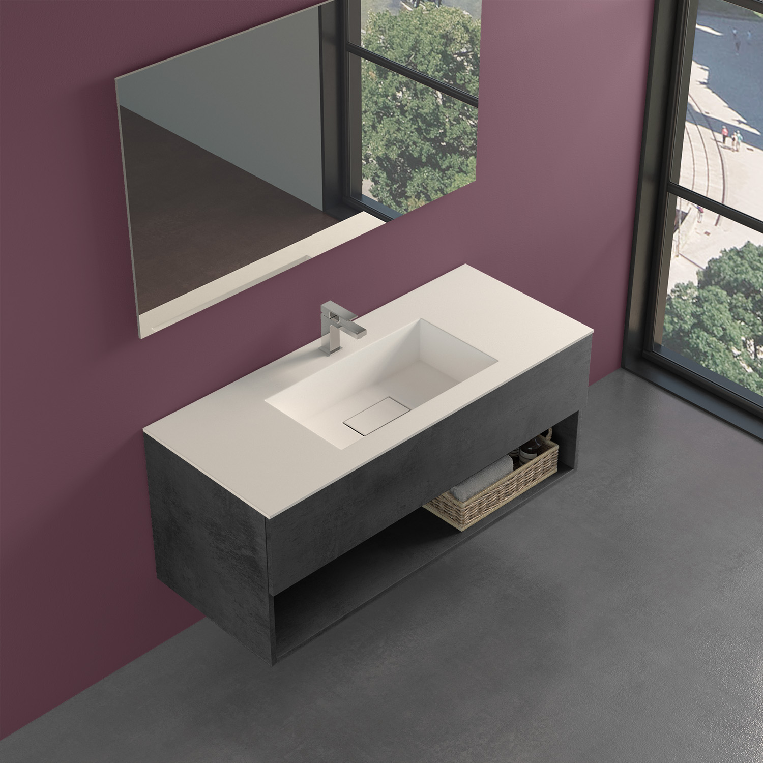 Mobile bagno Evo 54 AP da 80 a 160 cm con vano a giorno