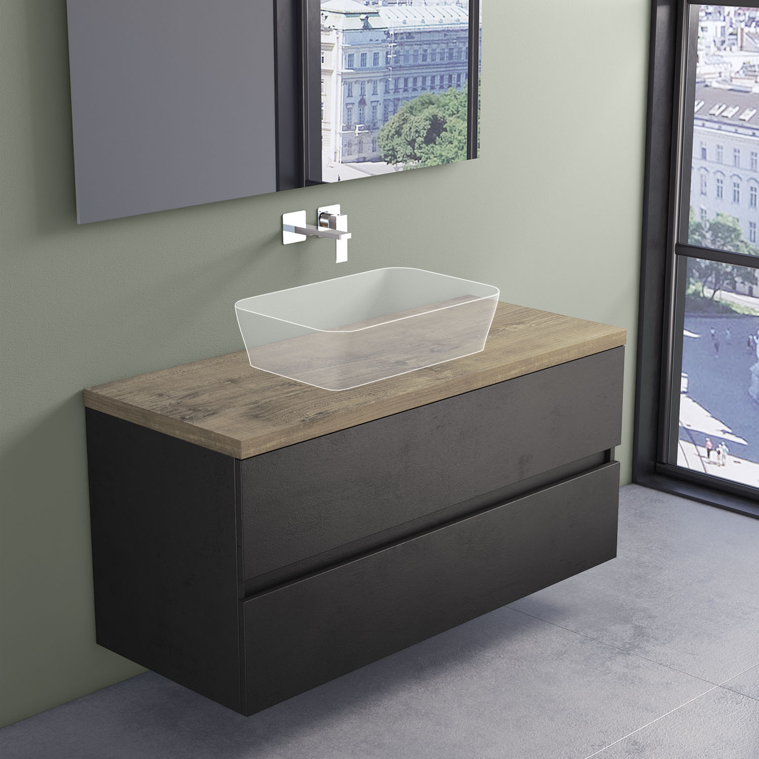 Mobile bagno EVO T4 con top in rovere